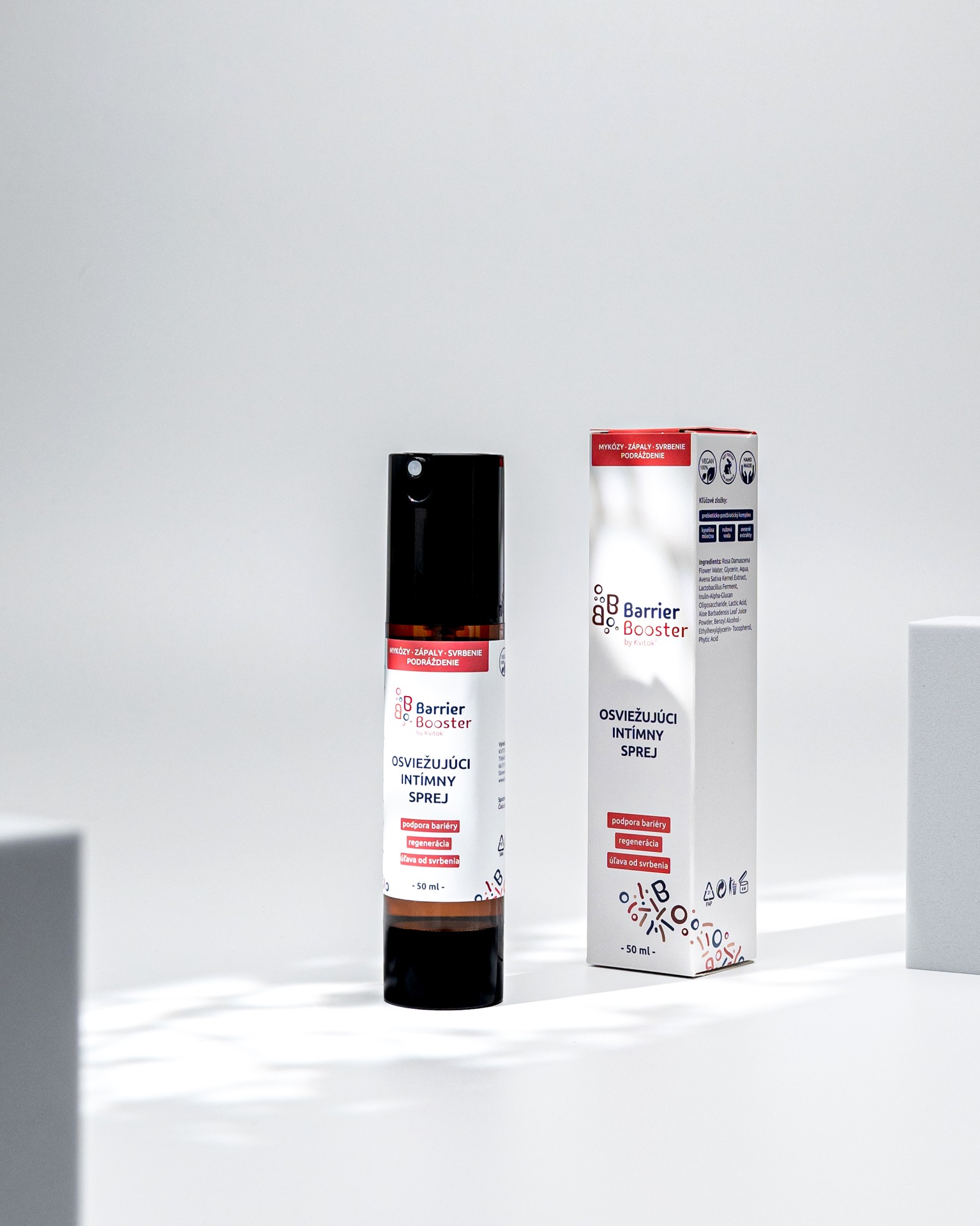 Osvěžující intimní sprej BARRIER BOOSTER by KVITOK® vám dopřeje pocit osvěžení kdykoli během dne. (Zdroj: Kvitok)