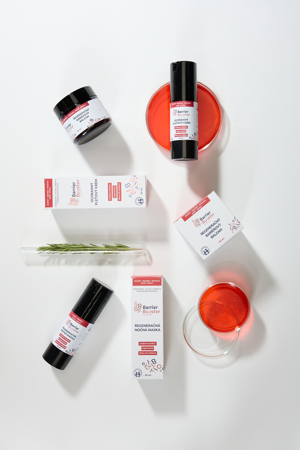 Produkty BARRIER BOOSTER® by Kvitok® jsou bez parfemace, alergenů a podporují rychlé obnovení ochranné bariéry díky synergickému působení více aktivních složek. Zdroj: Kvitok